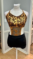 Dance Costume Copper Black Biketard Size Adult M