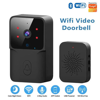 Tuya WiFi Türklingel Kamera Funkklingel Alexa Google Kabellos Weiß/Schwarz