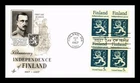 FINLAND 50TH ANNIV INDEPENDENCE 1967 MANNERHEIM BLOCK ARTCRAFT CACHET FDC UNADDR