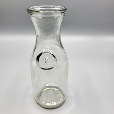 Vintage Embossed Paul Mason Milk Jug Clear Glass Bottle 7.25" Tall