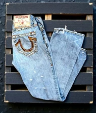 Vintage True Religion Bobby Big T Jeans Mens 30x30 Distressed Y2K Usa Made Denim