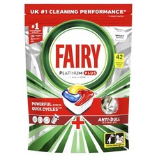 Image of Fairy Platinum Plus Dishwasher Tablets 42 Pack Lemon Anti Dull Technology