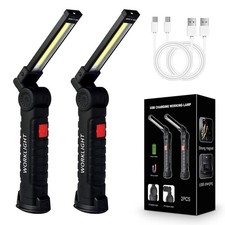 2Pack LED Work Lights, USB Rechargeable COB Light with Magnetic Base 360 Rotate