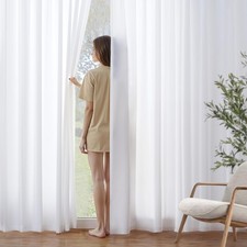 White Privacy Sheer Curtains That Let Light in 72 Inches Long Non-See-Through...