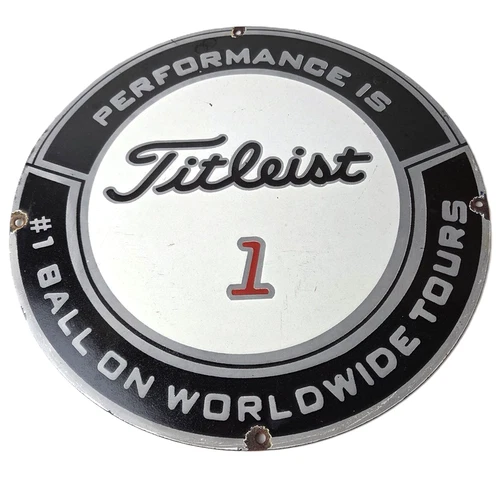 Vintage Titleist Golf Sign - #1 Ball Golfing Dealer Porcelain Gas Pump Sign