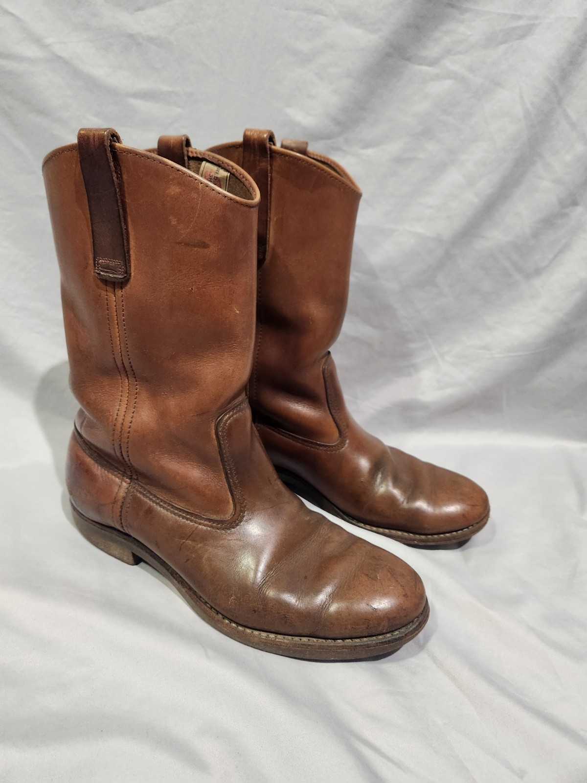 SAOLA Scarpe vintage Red Wing stivali suola sughero taglia 8 5 D marrone invecchiato pull on