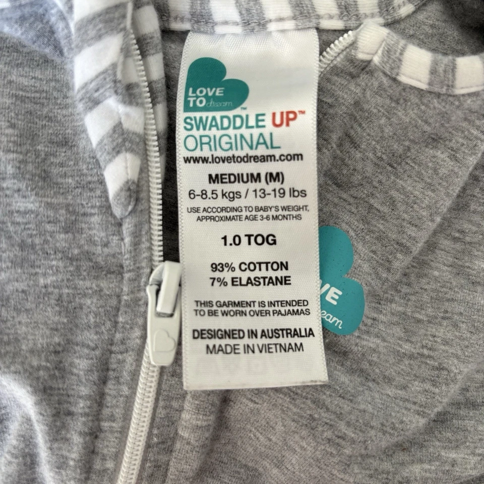 Love to Dream Swaddle Up Gray Medium 13-19lbs- Boy Girl Pre Owned CLEAN - Image 3 of 4