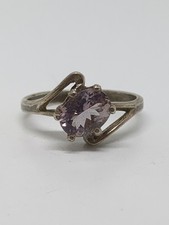 Vintage Sterling Silver 925 Oval Slanted Quartz Ring Size 7