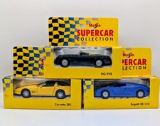 Maisto Supercar Collection X 3 - Corvette ZR1 MG RV8 Bugatti EB 110 Boxed