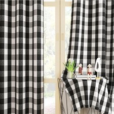 Buffalo Check Window Curtains 52"W x 80"L Pack of 2 , Black white