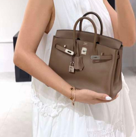 AUTH Hermes Birkin25 Gris Asphalte Leather Palladium Hardware Handbag RARE