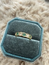 18k Solid Gold Vintage Emerald and Diamond Ring Size 5.5 Weight 3g