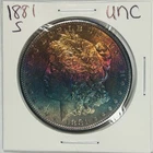 1881 S Morgan Silver Dollar Coin Rainbow Tone Uncirculated