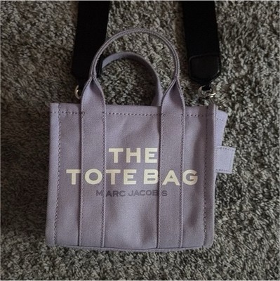 Marc Jacobs The Tote Bag Mini Purple Logo Tote w/ Detachable Strap, Top Handle