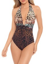 Amoressa L121121 Womens Bengal Dream Halter One-Piece Swimsuit Size 10