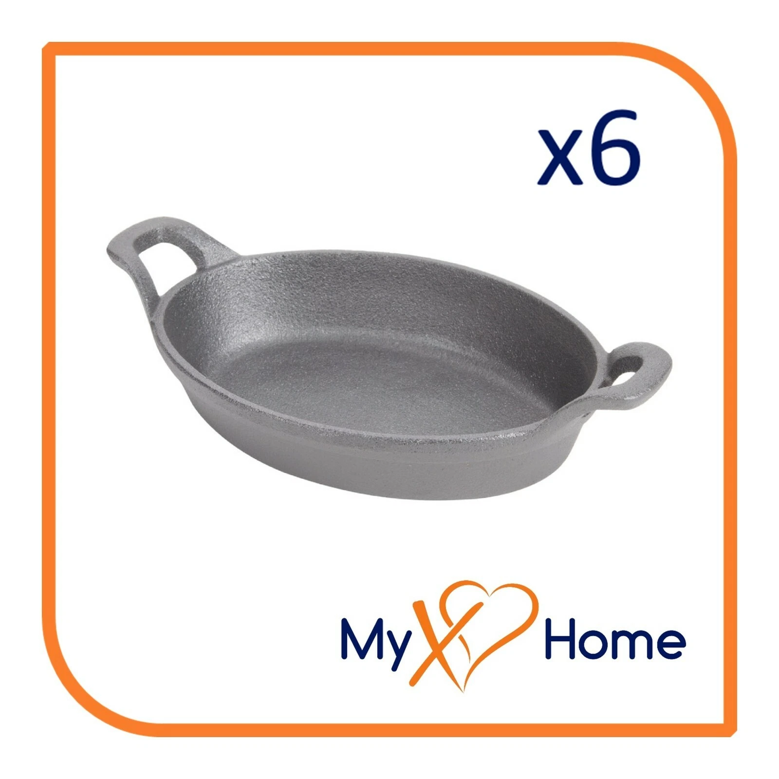 25 oz. Pre-Seasoned Mini Cast Iron Oval Casserole Dish (6 Skillets) by MyXOHome