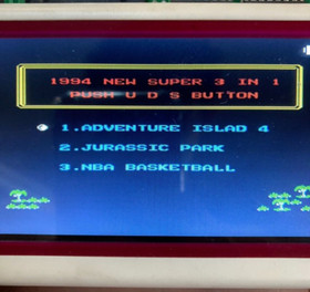 Famicom Game NES F651 Super HIK 3in1 Island IV,Jurassic Park, NBA Basketball