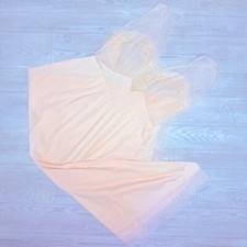 Rare Vintage lace sheer embroidered vanity fair plus size night gown nighty lg