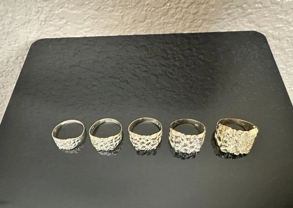 Anillo Pinky Pepita Oro Amarillo 10K Hombre Mujer Pequeño Mediano Grande XLarge XXL Foto 4 de 4