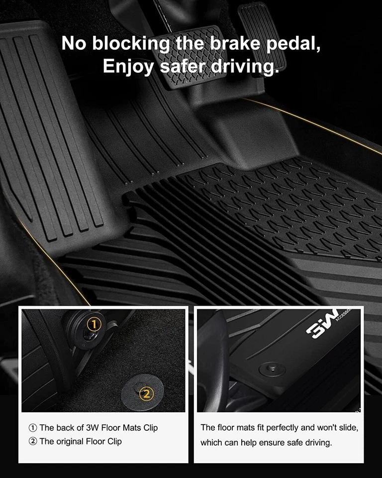All Weather Floor Mats for 2019-2023 Acura RDX Front Rear Black TPE Rubber Liner - Image 4 of 4