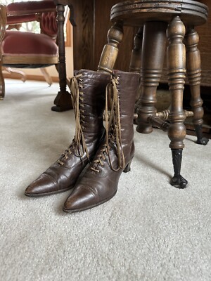 Vintage Ladies Witchy Victorian Brown Leather Boots | eBay