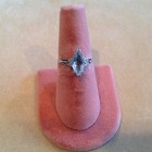 Marquis Shaped Vintage Blue Topaz Aquamarine Diamond 10kt WG Ring  SZ 8 Sizable