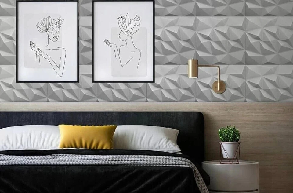 3D Diamant PVC Wandverkleidung Wand Paneele Wandpaneele 50x50 Grau - Bild 4 von 4