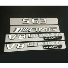 Car Chrome Briefe Emblem Aufkleber F&uuml;r Mercedes Benz S63 AMG V8 4MATIC BITURBO+