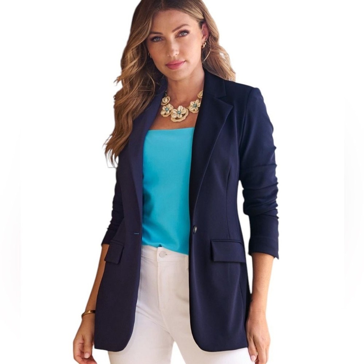 NWOT Boston Proper Beyond Travel Classic Boyfriend Blazer Maritime Navy  size 18