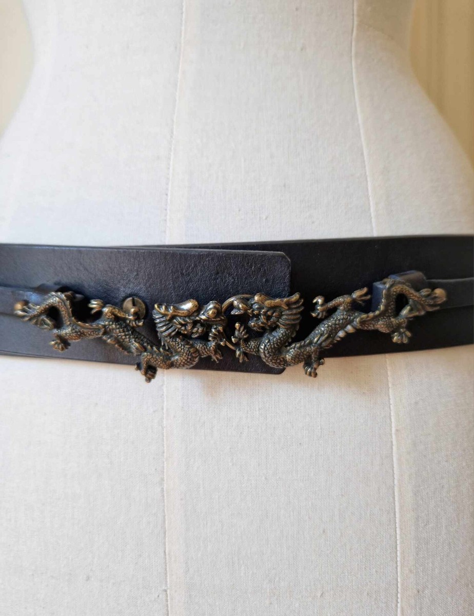 小物 VIVIENNE TAM DRAGON BELT Vivienne Tam RARE Dragon Oriental Asia Buckle Black Leather