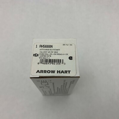 Arrow Hart AH5666N NIB 15A 250V 2P 3W AutoGrip Plug See Pictures #A70