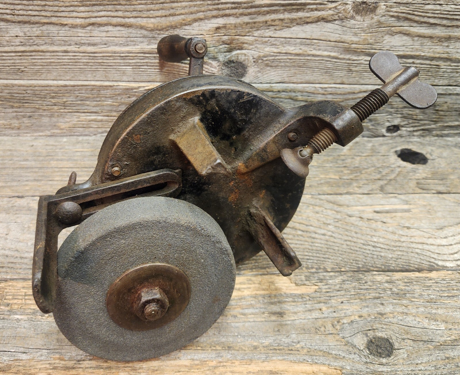 Vintage Hand Crank Bench Grinder or Sharpening Stone Wheel Parts or