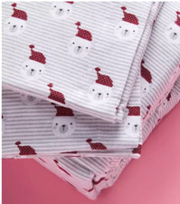 Polar Bear Santa Cotton Flannel FULL SIZE Sheet Set - Soft and Warm Flannel