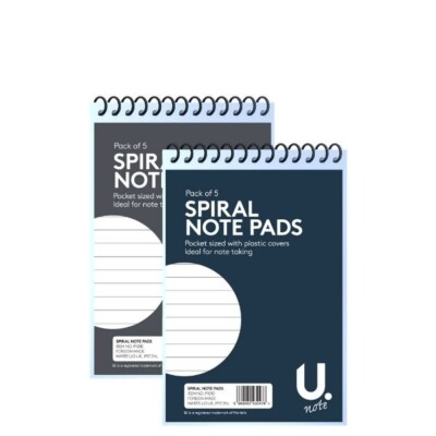 A7 (5'x3') Spiral Notizbuch Notizblock Perfekt für Schule/Arbeit Notizen! 5 Bücher / Einheit