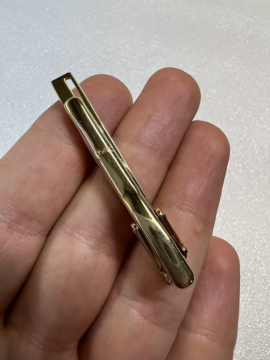 Yves Saint Laurent Tie Clip Bar Gold Plate Silver Tone with