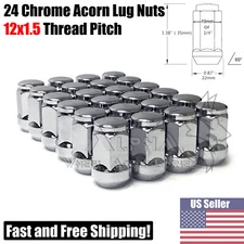 24 Chrome Bulge Acorn Lug Nuts 12x1.5 Fits 2004-2014 Chevy Colorado