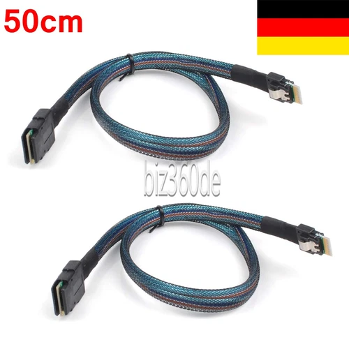 2Stück Slim SAS SFF-8654 4i auf SFF-8087 SAS3.0 Motherboard zu Backplane kabel