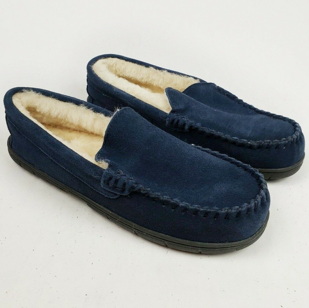 Lands' End Mens Genuine Shearling Suede Leather Mocca… Gem