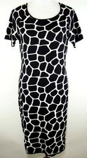 TALBOTS Women's M - Black & White Animal Print Short Sleeve Knit Sweater Dress
