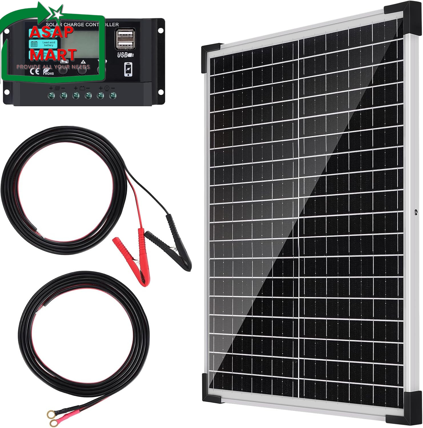 Solar Panel Kit 25W 12V Monocrystalline Battery Maintainer W