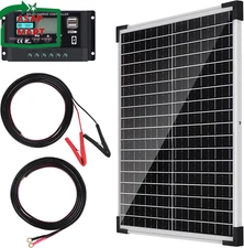 Solar Panel Kit 25W 12V Monocrystalline Battery Maintainer With10A Solar Charge