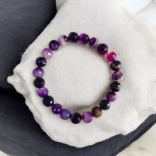 Bracciale con perline di agata viola in pietra naturale più