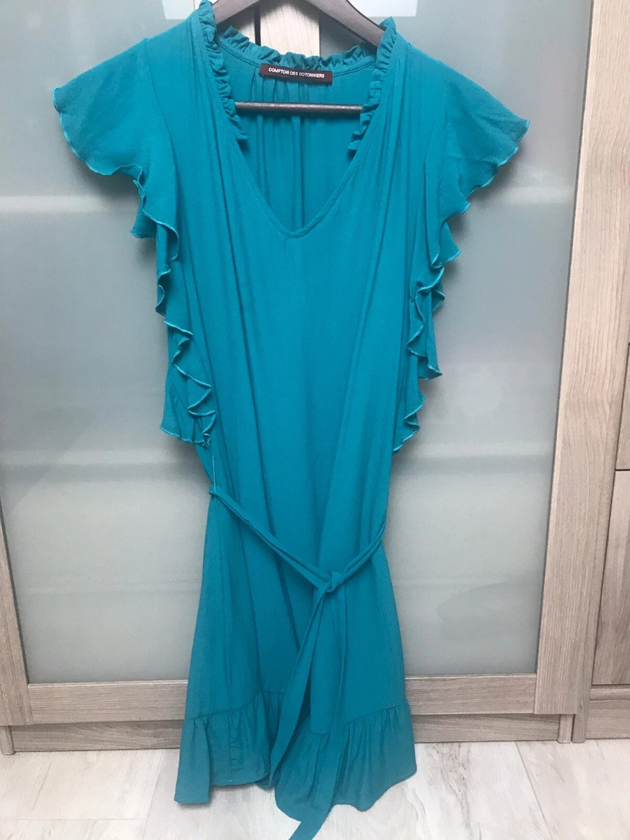 Robe Femme Comptoir Des Cotonniers - Modèle Faribole Bleu, Taille M, Occasion Très Bon État