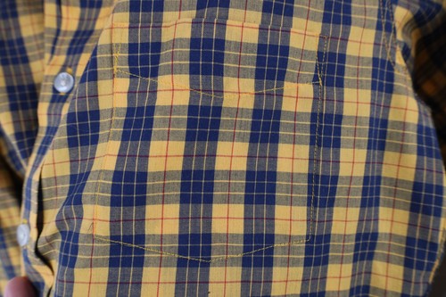 Vintage 70s Izod Boys Size 20 Long Sleeve Collared Button Shirt Orange Plaid - Picture 6 of 12