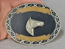 Vintage Western Belt Buckle Horse Head With Brass