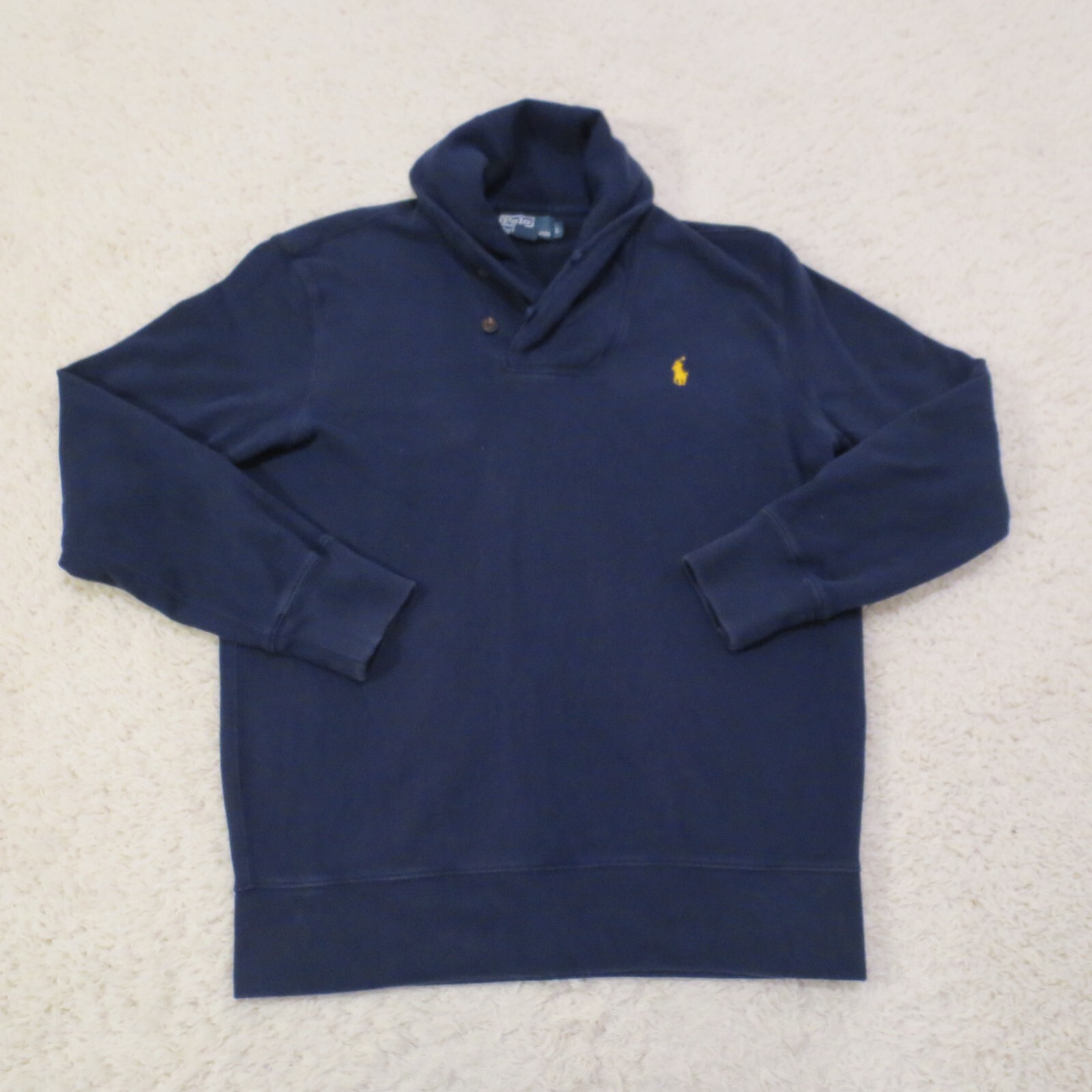 Polo Ralph Lauren maglione uomo grande blu collo sciallato felpa piccolo pony