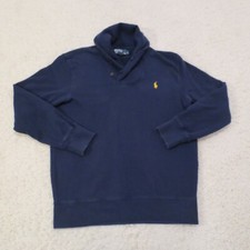 Polo Ralph Lauren Sweater Mens Large Blue Shawl Collar Sweatshirt Small Pony