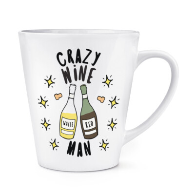 Crazy Wine Man Stars 12 Unzen Latte Becher Tasse lustiger Witz betrunken Papa Vatertag