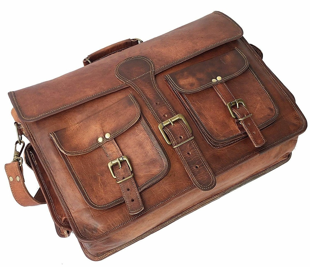 Borsa A Tracolla Uomo In Vera Pelle Vintage – Messenger Business Con Protezione Laptop