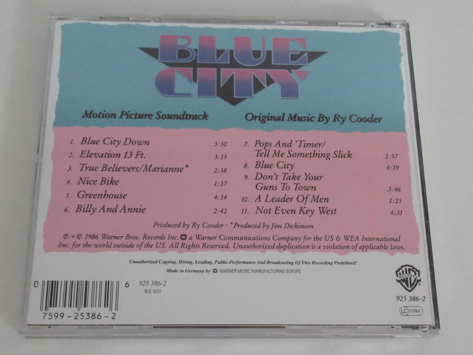 Ry Cooder/Blue City (Warner Bros. 925 3862) Cd Album eBay